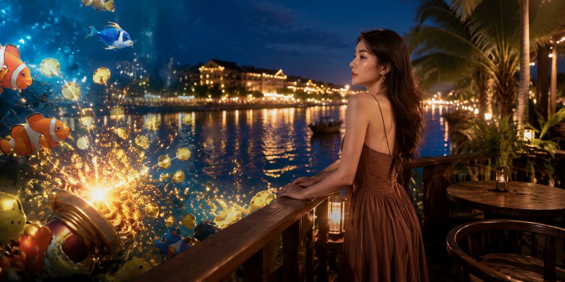 Người dùng tại quán cà phê Hội An đọc điều khoản sử dụng dịch vụ cá cược trực tuyến trên điện thoại