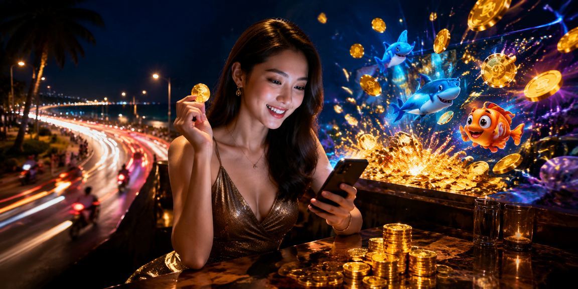 Bãi biển Mũi Né buổi chiều, người chơi kiểm tra giải thưởng cược trực tuyến qua điện thoại